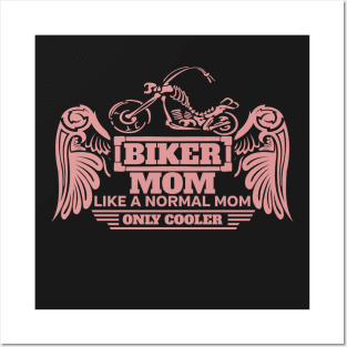 Biker Mom Like Normal But Cooler Pink Skeleton Wings Motorcycle Posters and Art